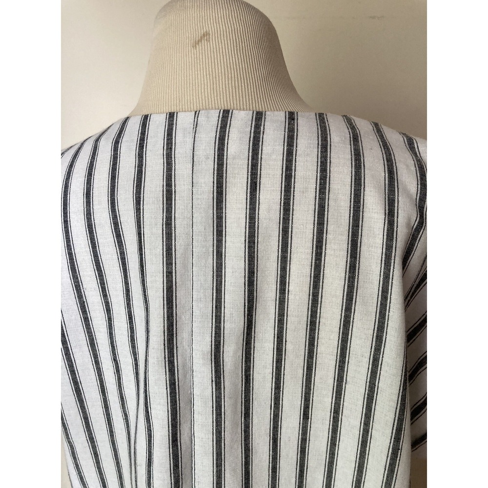 Cottagecore Love Tree Dress Sz LWhite With Black Strips Short Sleeve Coastal - Picture 9 of 12